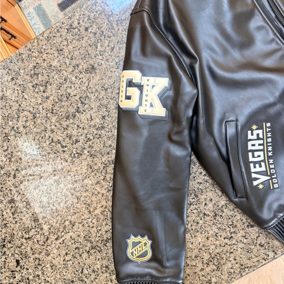 NHL Vegas Golden Knights Black and Gold Faux Leather Jacket - Picture 3 of 6